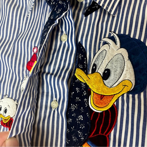Disney x Segreta Italy Donald Duck Embroidered Shirt US 12 / IT 42 - Picture 9 of 13